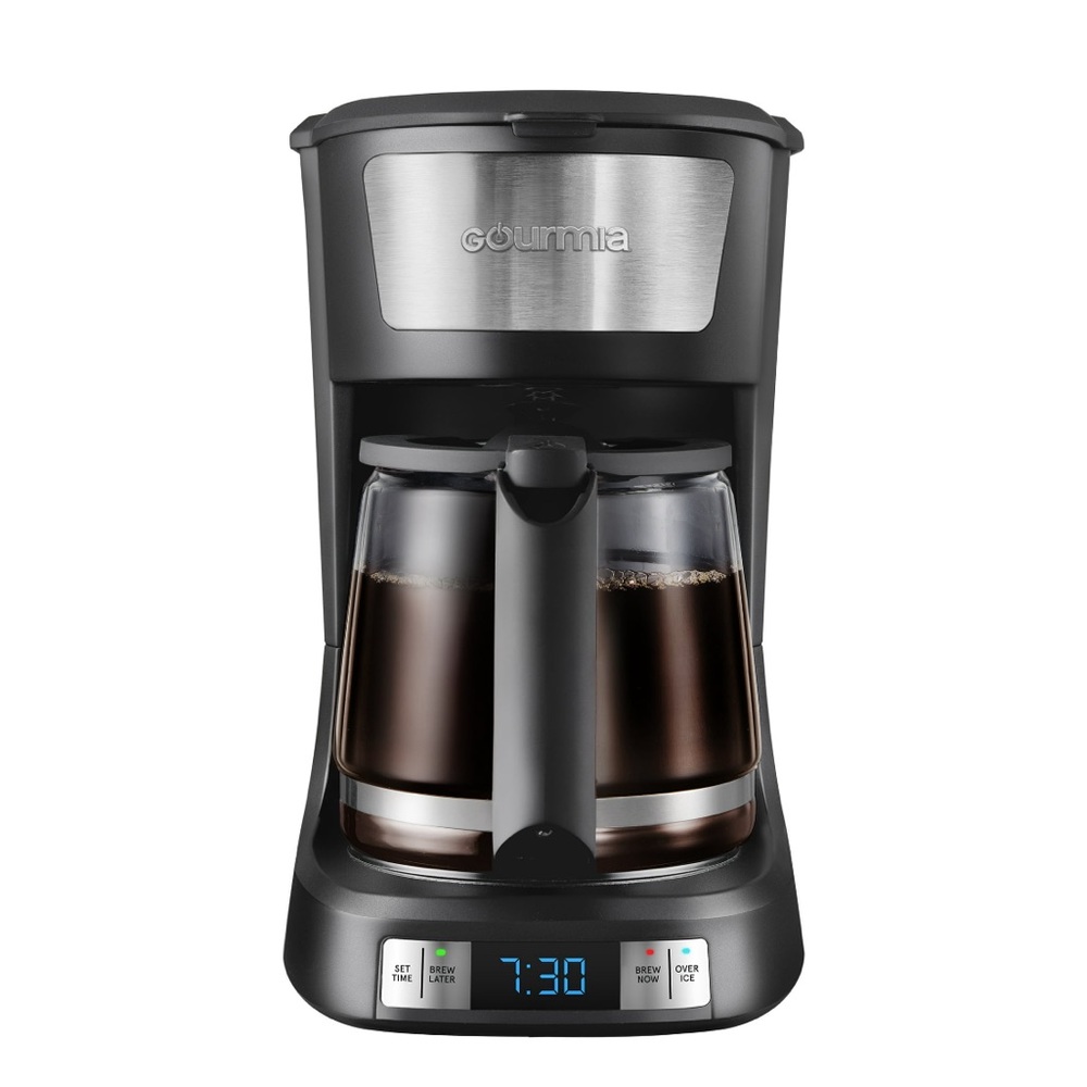 GOURMIA Stainless Steel Programmable Hot & Cold Iced Coffee Maker, 12 Cup, Black